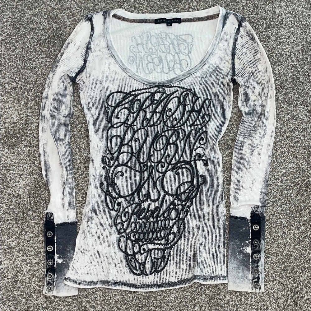 Crash & Burn Black and White Graphic Thermal